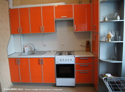 Кухня на заказ с фасадами из Пластик в профиле  Оранжевая магия